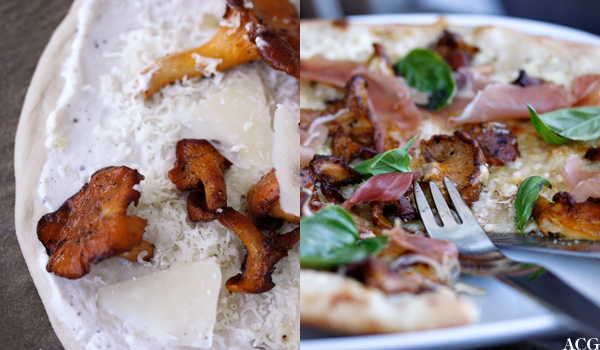 kantarellpizza med hvit pizzasaus