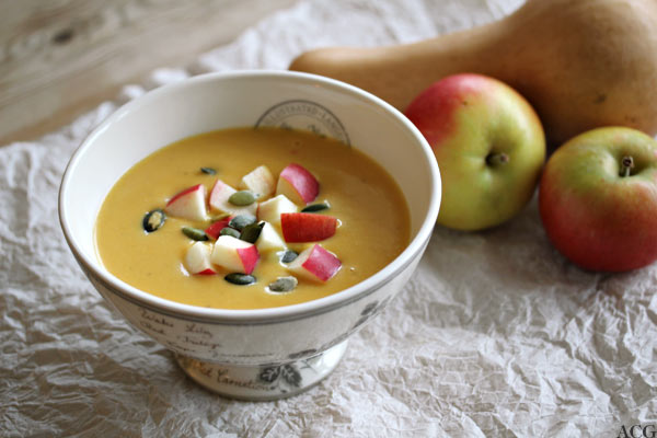 gresskarsuppe, epler og flaskegresskar