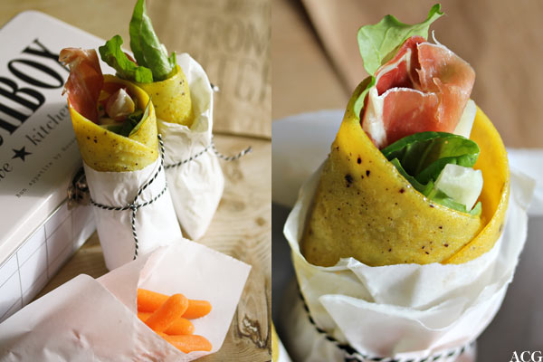 to bilder av omelettwraps