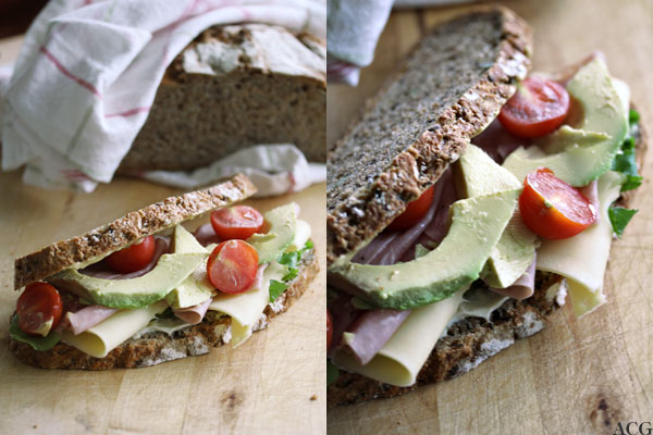 Ost- og skinkesandwich