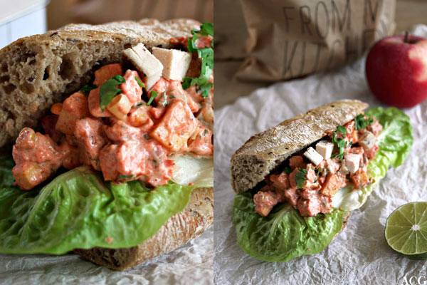 2 bildet av tandoori sandwichsalat