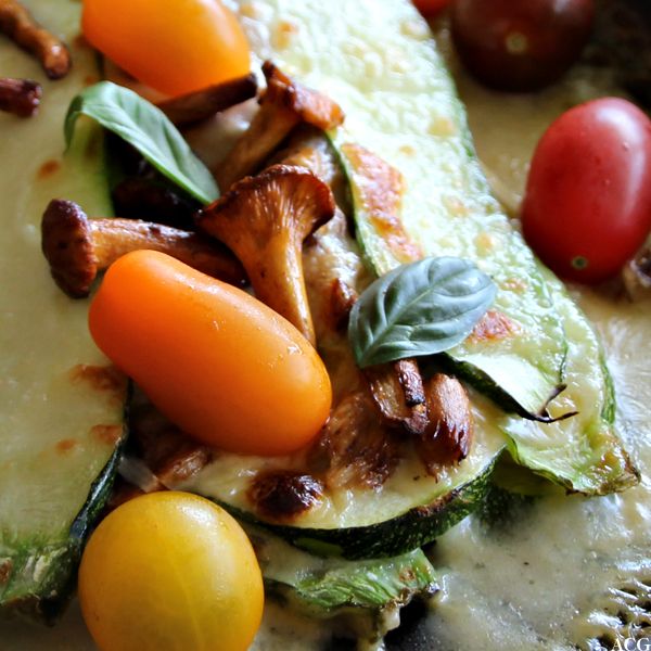 nærbilde av squash-lasagne