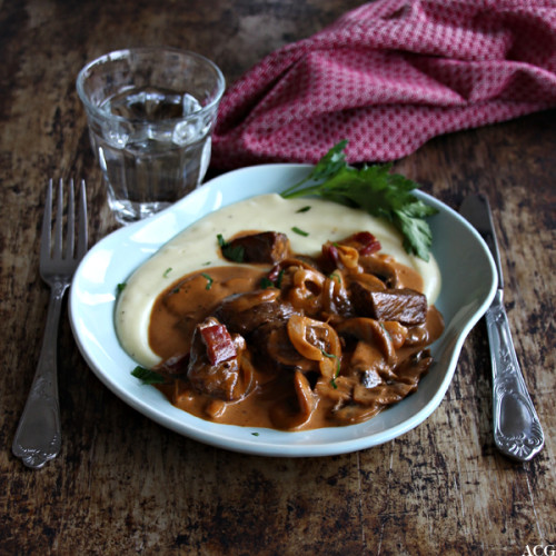 Biff Stroganoff med potetmos