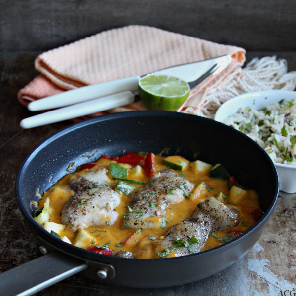 stekepanne med kylling i spicy mangosaus