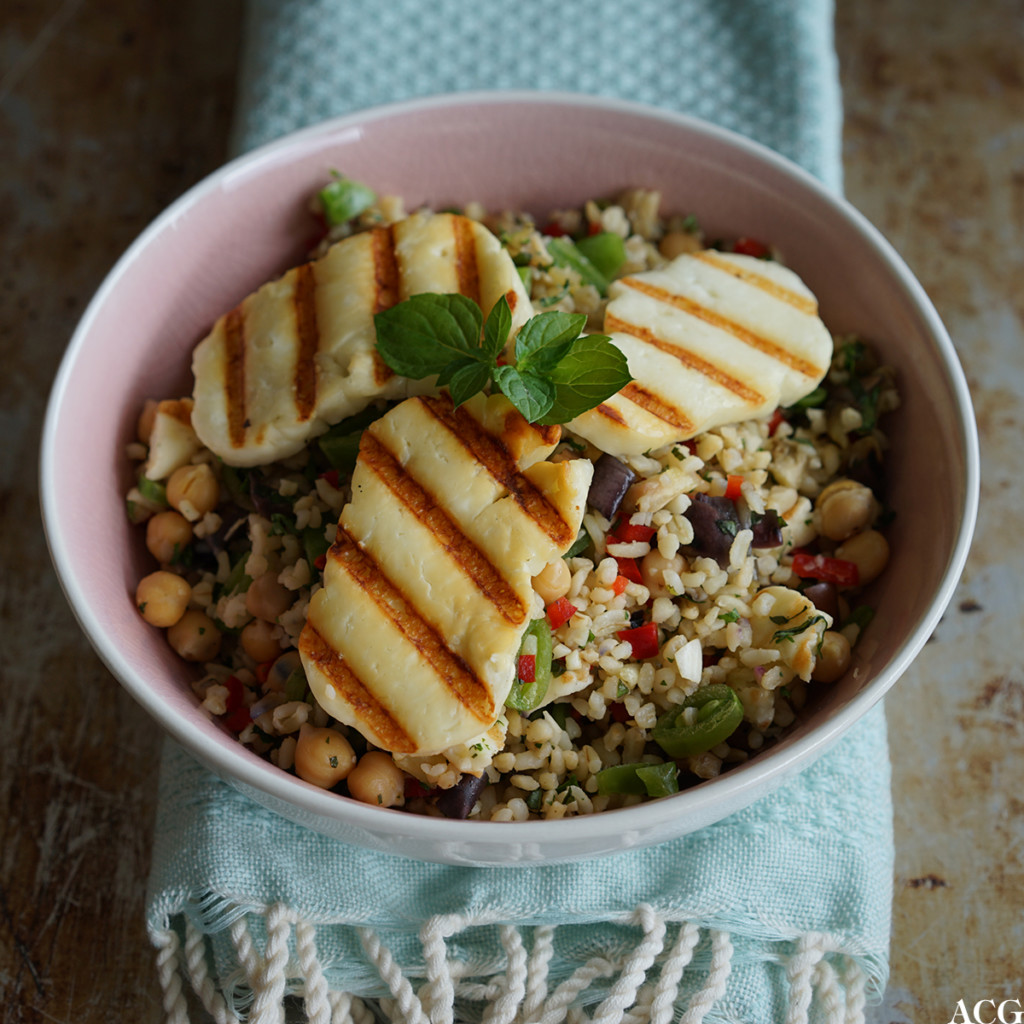 Bulgursalat med halloumi