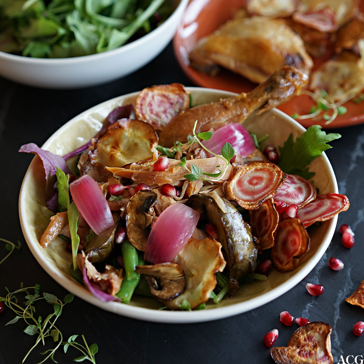 høstsalat med kyllingconfit