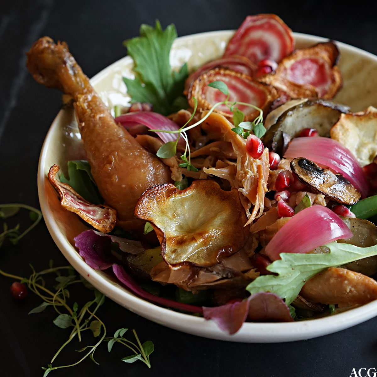 høstsalat med rotgrønnsaker og kylling