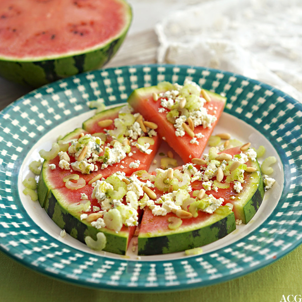 vannmelonpizza med blåmuggost