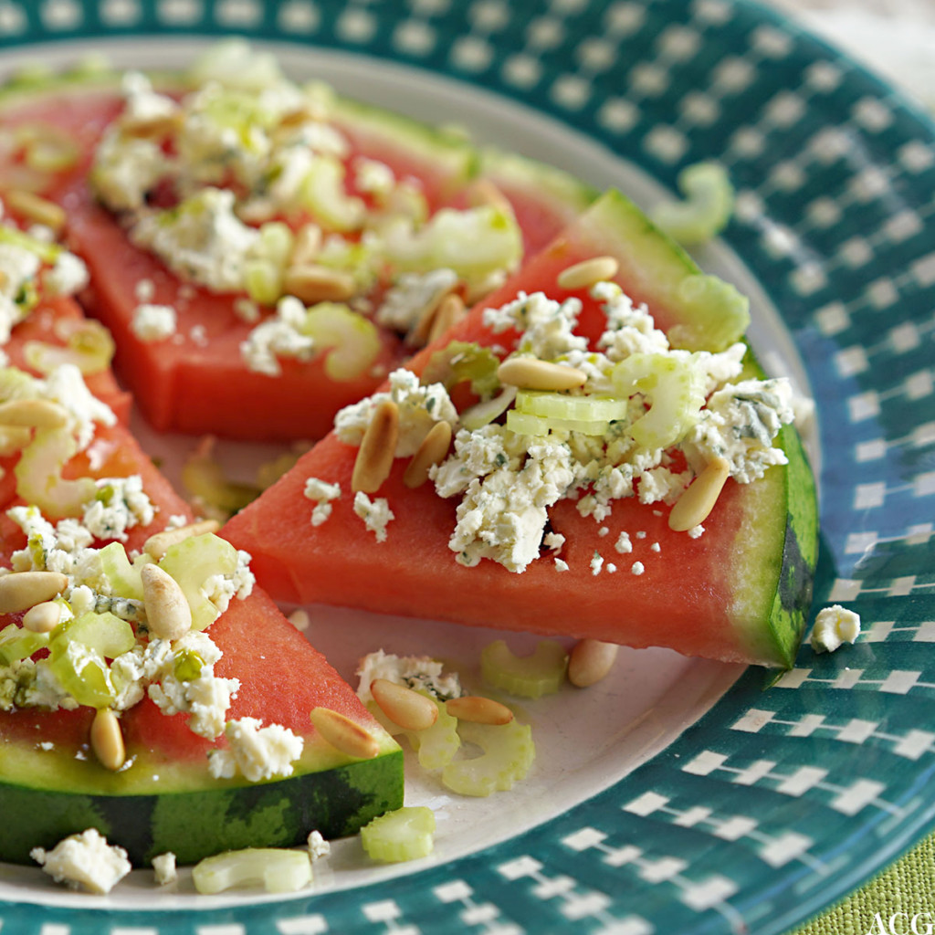 vannmelonpizza med blåmuggost