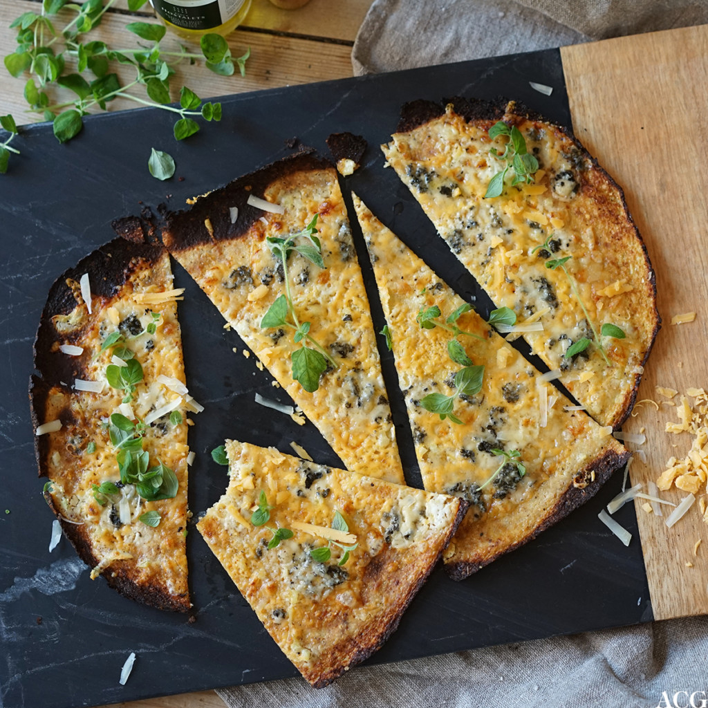 blomkålpizza med 4 oster