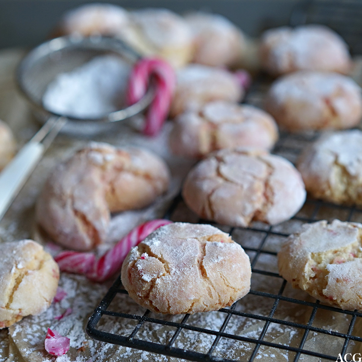 crinkle cookies med peppermyntesmak