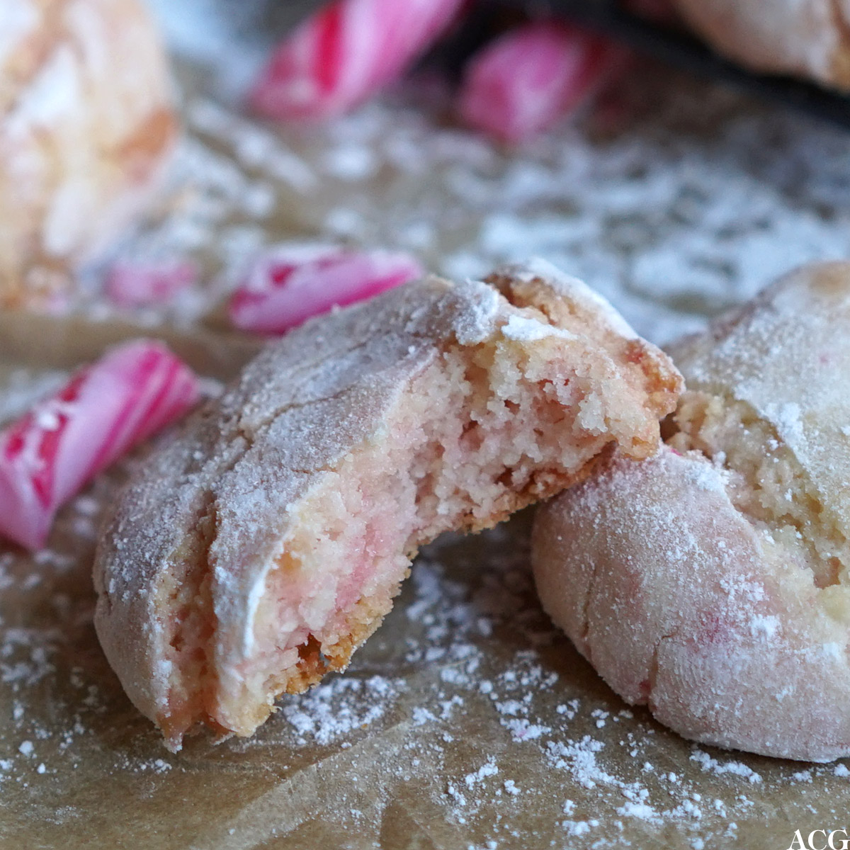 crinkle cookies med peppermyntesmak